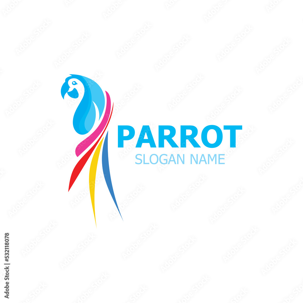 Obraz premium Parrot Logo design, themes animal creative template vector