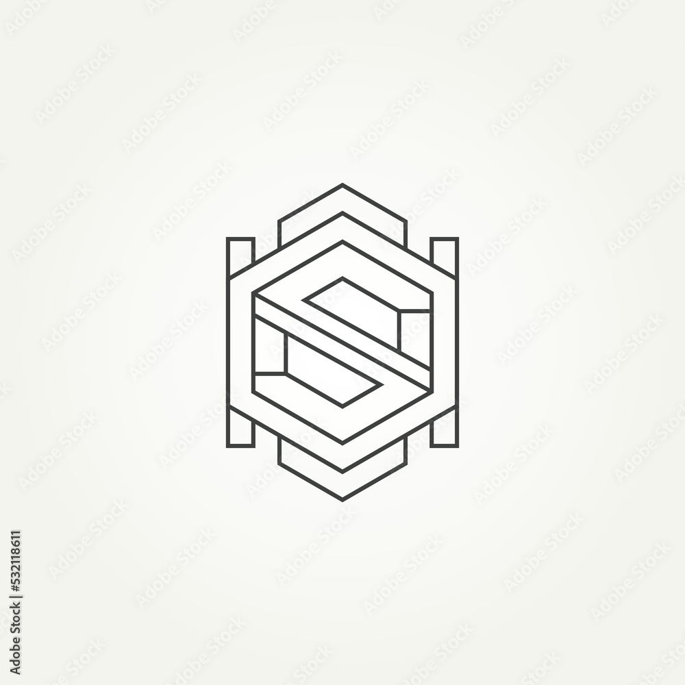abstract minimalist geometric letter s line art icon logo template vector illustration design. simple modern initial letter s with shield or armor logo concept abstract minimalist geometric letter s line art icon logo template vector illustration design. simple modern initial letter s with shield or armor logo concept