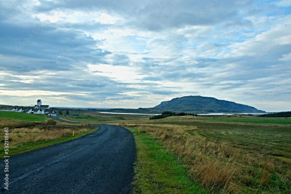 Iceland-view of the seat of the bishopric in the settlement Skálholt Church