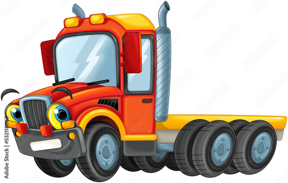 cartoon funny cargo truck isolated illustration for children