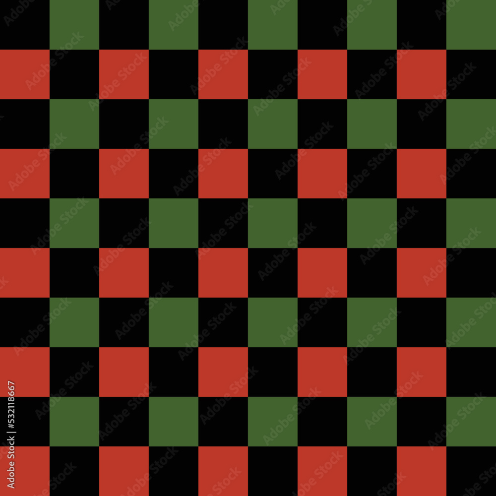 Traditional Kwanzaa festival symbol - Mkeka Mat ornament. seamless pattern vector background with black, red, green checkerboard grid. Ethnic African background, textile design, wallpaper Traditional Kwanzaa festival symbol - Mkeka Mat ornament. seamless pattern vector background with black, red, green checkerboard grid. Ethnic African background, textile design, wallpaper