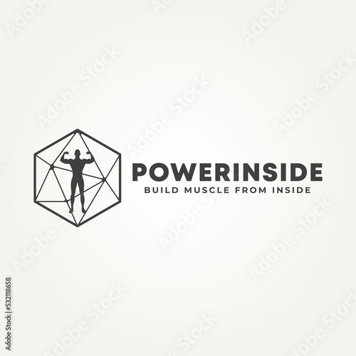 modern fitness gym personal trainer icon label logo template vector illustration design