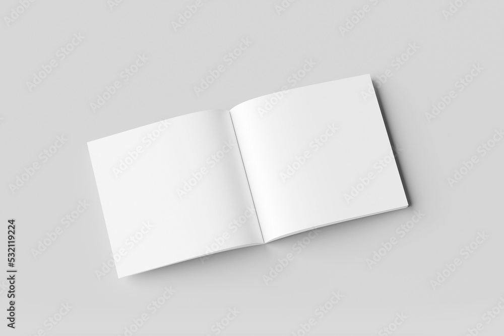 Blank square brochure magazine isolated on grey, with clipping path, changeable background Blank square brochure magazine isolated on grey, with clipping path, changeable background