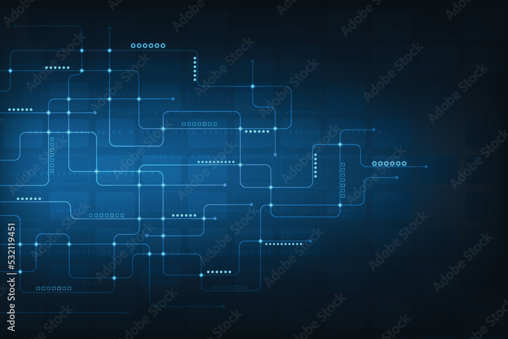 Vector abstract technology background. Hitech digital concept. Hi tech blue background.