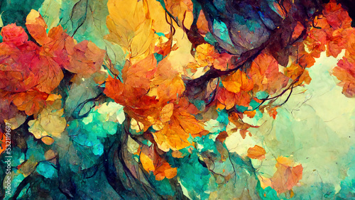 Abstract art background. Oil painting on canvas. Color texture. Fragment of artwork. Spots of oil paint. Brushstrokes of paint. Modern art. © Juan