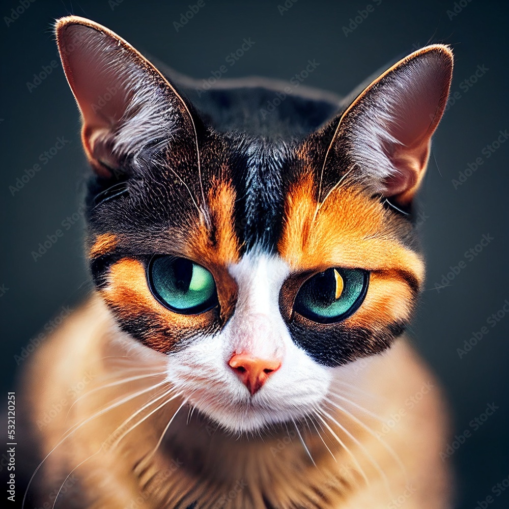 Goy Color Exotic cat picture. White cat with vibrant colors and small truffle ...
