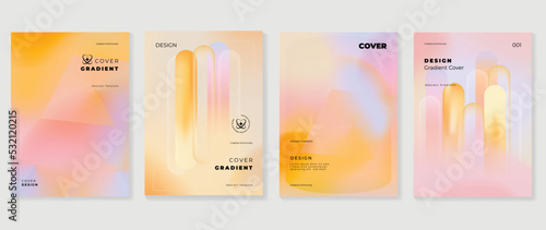 Abstract fluid gradient background vector. Minimal style cover template with geometric shapes, pastel color, gradient. Modern wallpaper design for banner, poster, flyer, presentation, card.