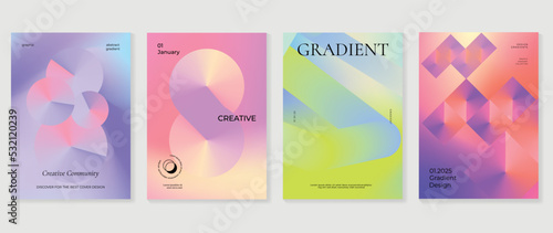 Abstract fluid gradient background vector. Futuristic style cover template with geometric shapes, vibrant color, colorful. Modern wallpaper design for banner, poster, flyer, presentation, card.
