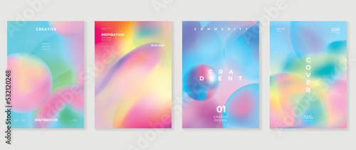 Abstract fluid gradient background vector. Futuristic style cover template with geometric shapes, vibrant color, colorful. Modern wallpaper design for banner, poster, flyer, presentation, card.