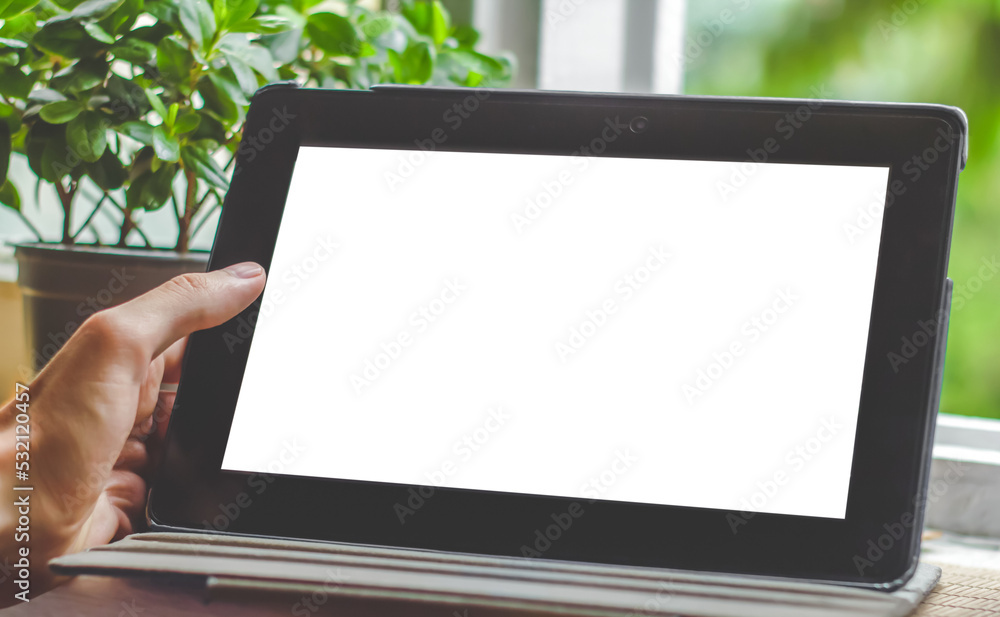 hand holding a tablet pc, mockup hand holding a tablet pc, mockup