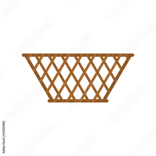 Empty wicker basket. Vector illustration. Isolated on white background.
