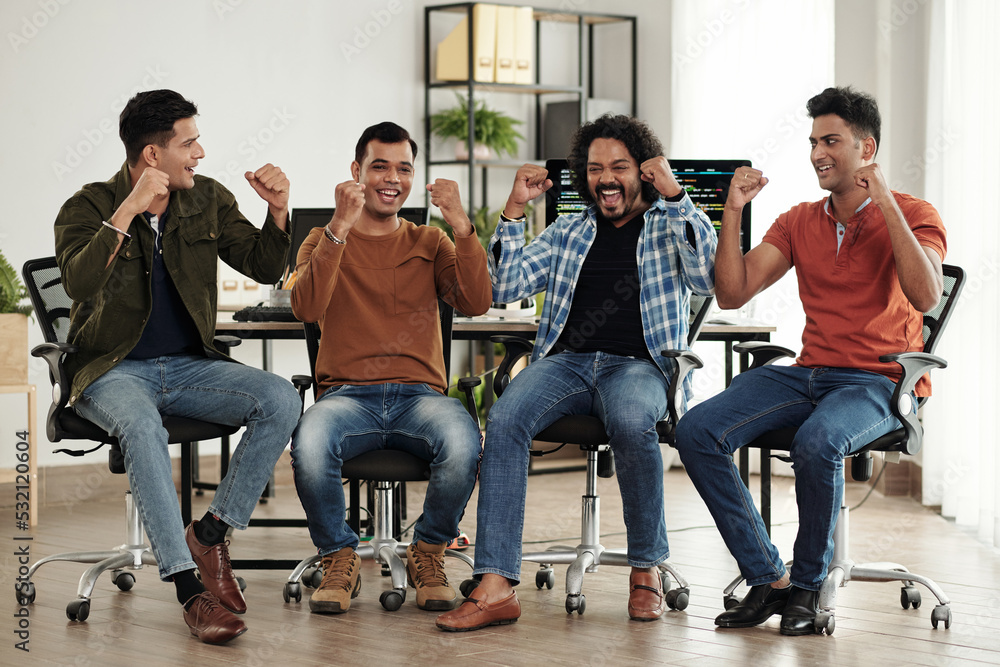 Fototapeta premium Excited Team of Software Engineers