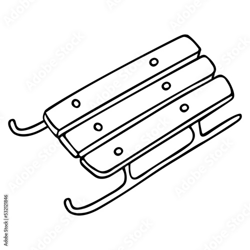 Vector drawing of children's sledges in the doodle style on a white background