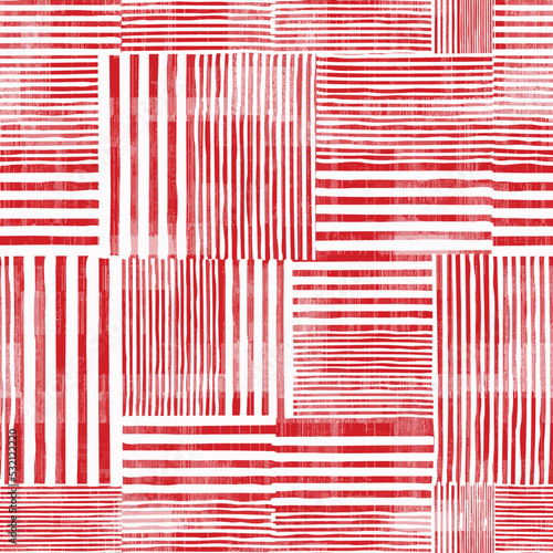 Paint brush geometric seamless pattern. Artistic hand drawn modern print. Linocut style background. Modular grid ornament. Trendy contemporary geo wallpaper. Freehand abstract vector design