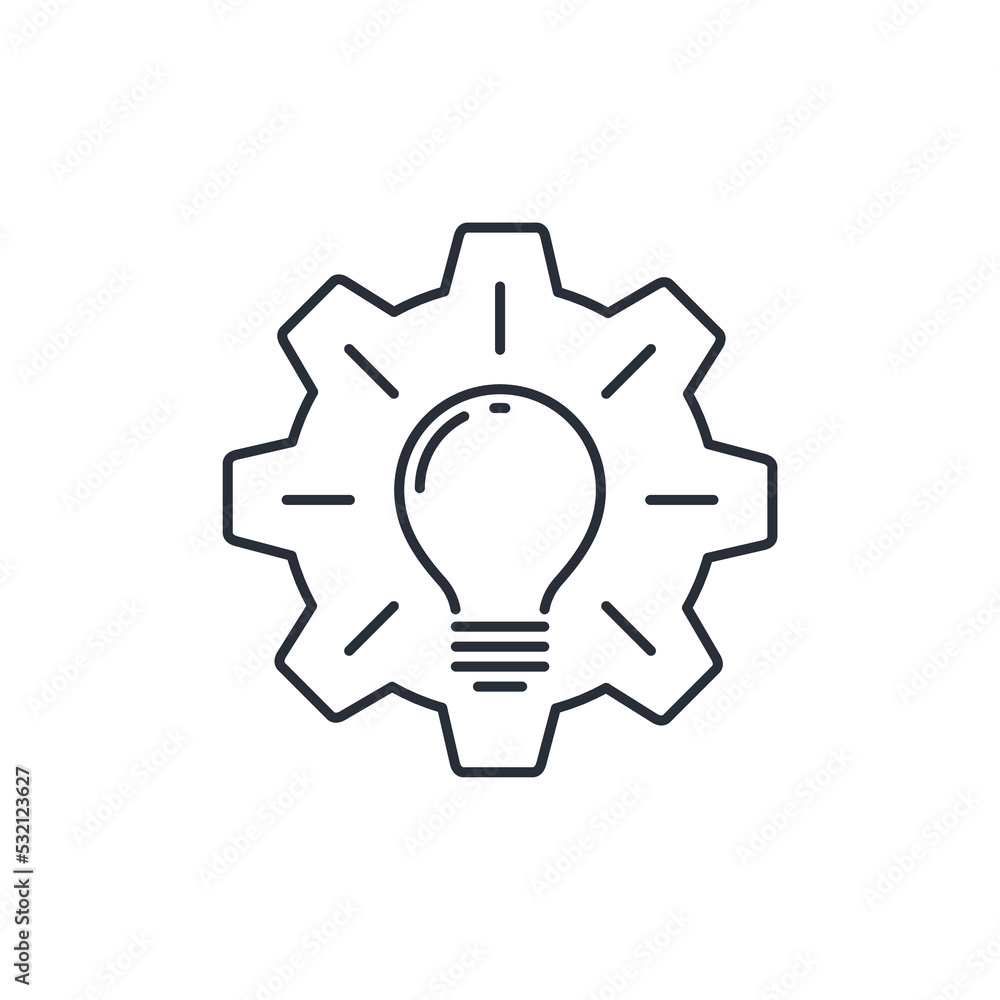 The process of creative thinking. Vector linear icon isolated on white background. The process of creative thinking. Vector linear icon isolated on white background.