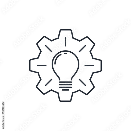 The process of creative thinking. Vector linear icon isolated on white background.