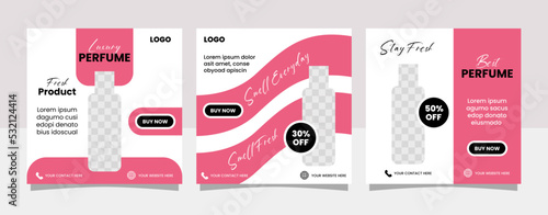 Minimalist Perfume social media post template design. Can use for Beauty and spa salon banner
