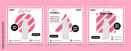 Minimalist Perfume social media post template design. Can use for Beauty and spa salon banner