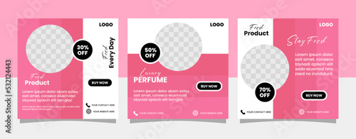 Minimalist Perfume social media post template design. Can use for Beauty and spa salon banner