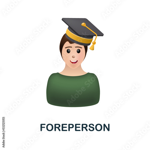 Foreperson icon. 3d illustration from company management collection. Creative Foreperson 3d icon for web design, templates, infographics and more