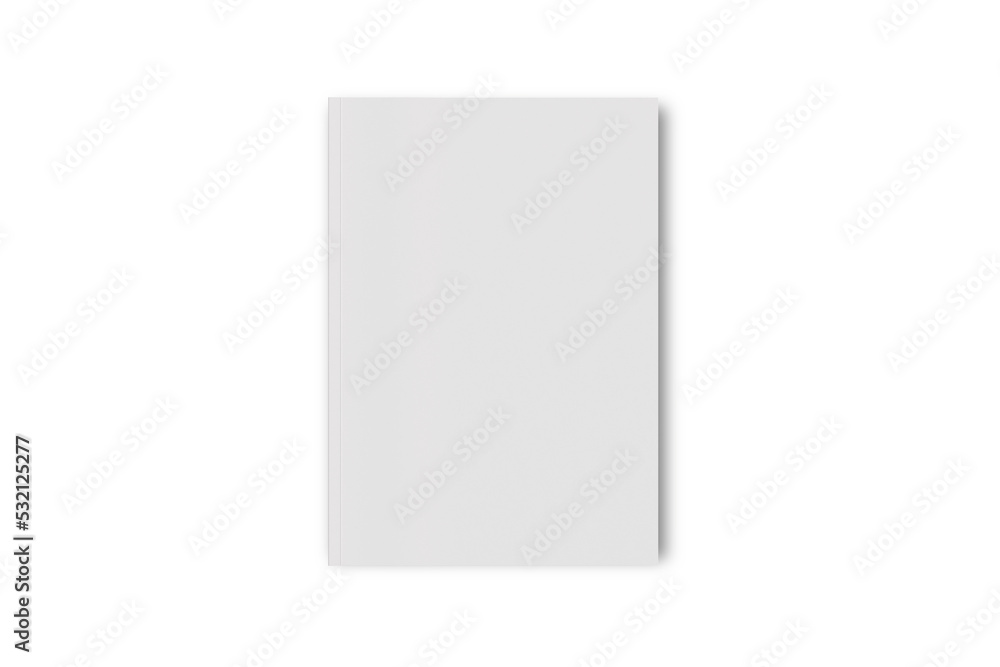 Empty blank magazine top view mockup isolated on white background. 3d rendering. Empty blank magazine top view mockup isolated on white background. 3d rendering.