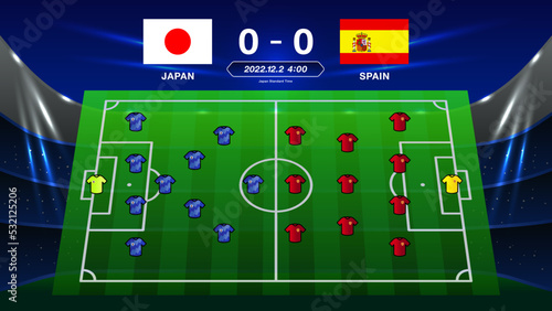 サッカー日本代表とスペイン代表のフォーメーション予想の背景ベクターイメージイラスト素材