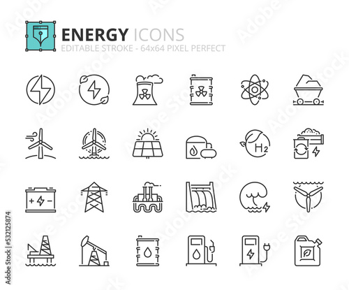 Fotografia Simple set of outline icons about energy