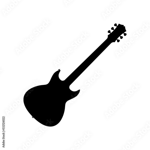Electric bass guitar icon. Black silhouette of guitar. Music instrument icon isolated. Vector illustration.