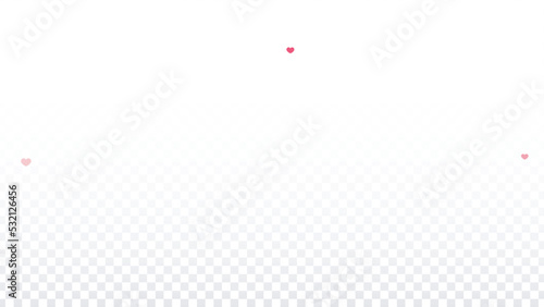 Hearts Confetti Falling Background. St. Valentine's Day pattern. Romantic Scattered Hearts Design Element. Love. Sweet Moment. Gift. Cute Element of Design for Sales or Celebration.