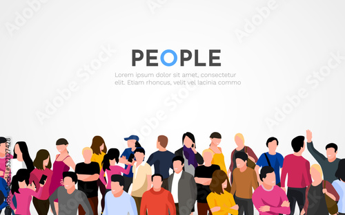 Large group of people on white background. People crowd concept.