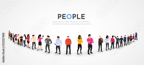 Group of people staying in line. Our team concept. Background with space for text. Business people.