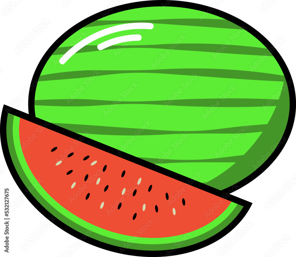 Stylised Watermelon - Colorful Watermelon Illustration Stylised Watermelon - Colorful Watermelon Illustration