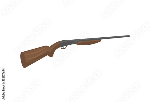 Hunting shotgun icon. Gun or rifle, ammunition and weapon object, fowling piece isolated vector illustration in flat design.