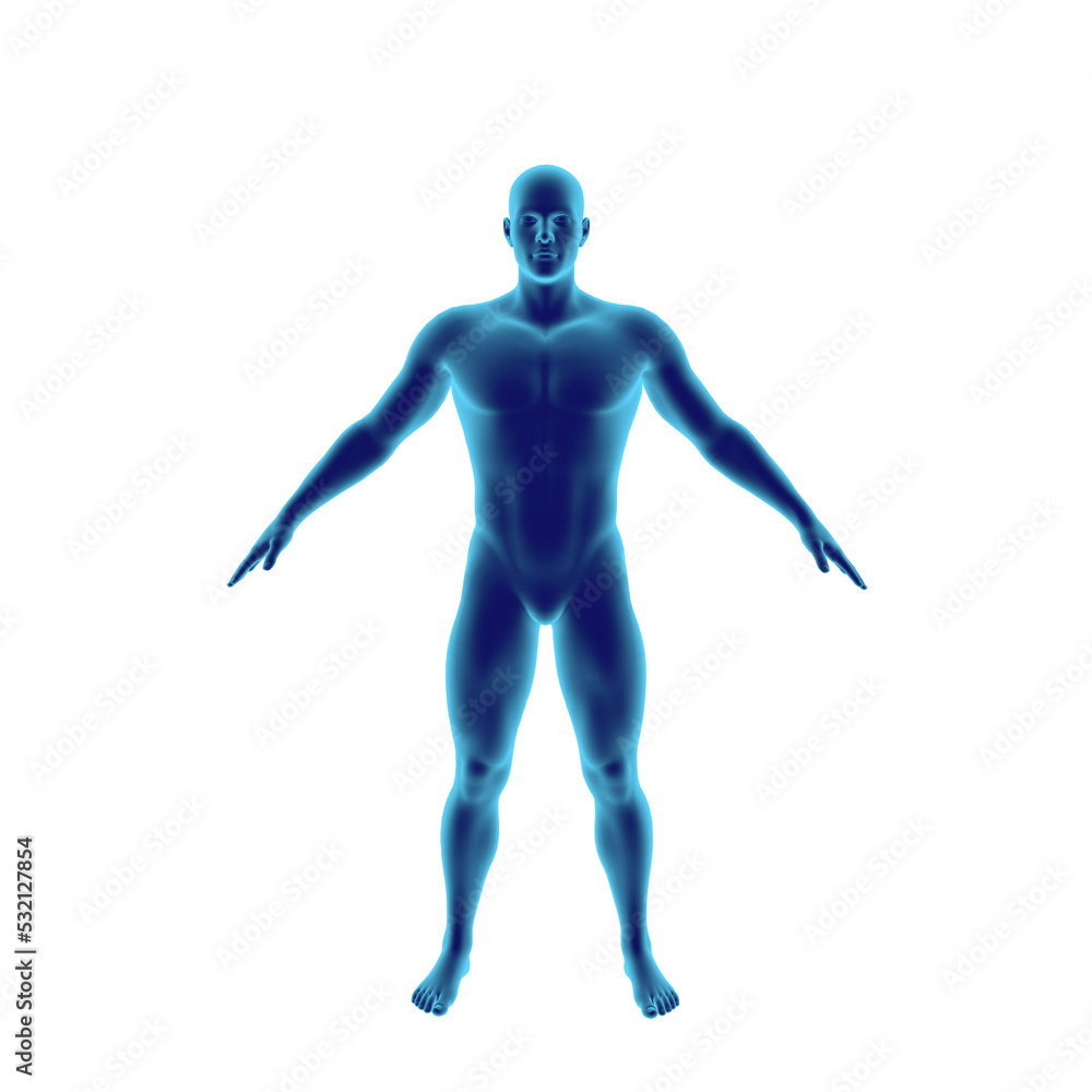 Standing man. 3D rendering illustration. 