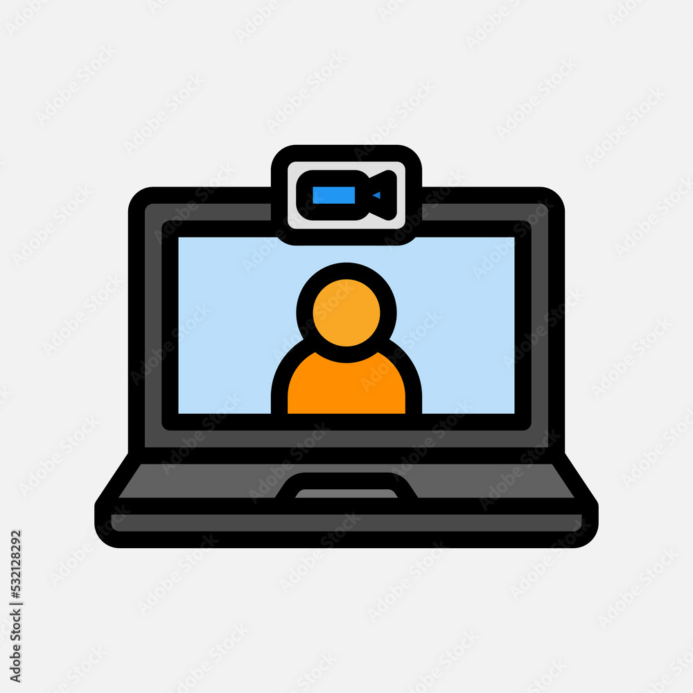 Video call icon in filled line style about communication, use for website mobile app presentation Video call icon in filled line style about communication, use for website mobile app presentation