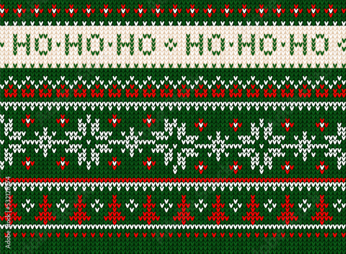 Ugly sweater Christmas party pattern. Knitted background seamless scandinavian knitting ornaments.