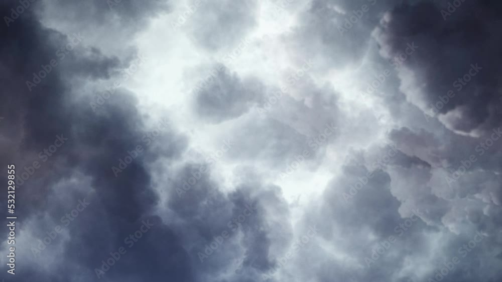 POV lightning flashes among thick dark cumulonimbus clouds POV lightning flashes among thick dark cumulonimbus clouds