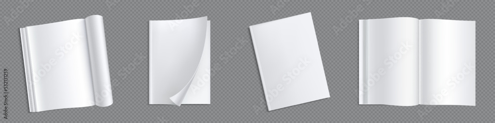 Magazine mock up, brochure or booklet template. Isolated open vertical ...