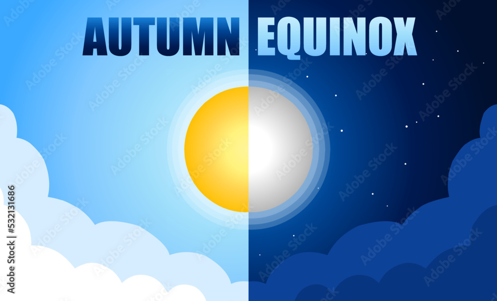 Autumn equinox day vector illustration.  - obrazy, fototapety, plakaty 