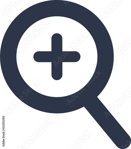 Magnifying glass sign with zoom in icon. Magnifying glass simple icon.