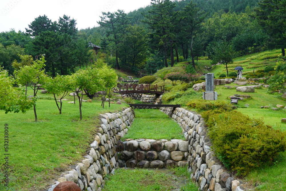Obraz premium Beautiful Green Grass view in Canal at Pohang South Korea