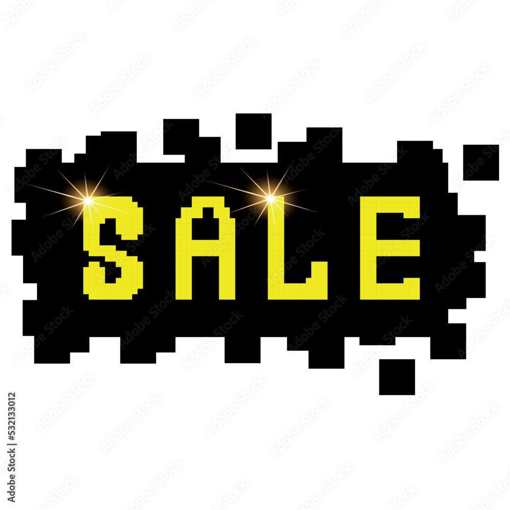 Obraz premium Sale pixel art cartoon retro game style. Pixel Art. Vector illustration