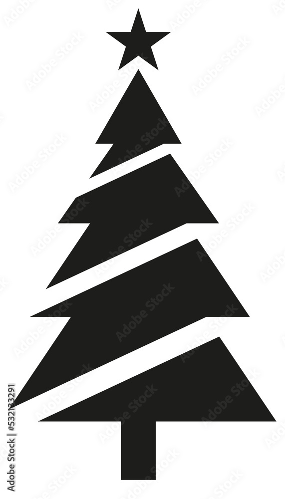 Obraz premium Christmas tree icon isolated. Christmas tree silhouette illustration isolated