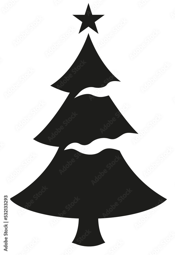 Fototapeta premium Christmas tree icon isolated. Christmas tree silhouette illustration isolated