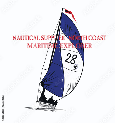 sailboat race .sketch sail graphic design.Can be used as t shirt printing design.