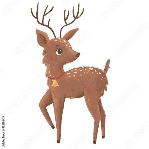 Illustration of an adorable hand-drawn Christmas character. Christmas deer