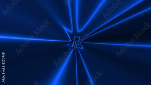 Abstract Blue Glowing Neon Lights Moving Background