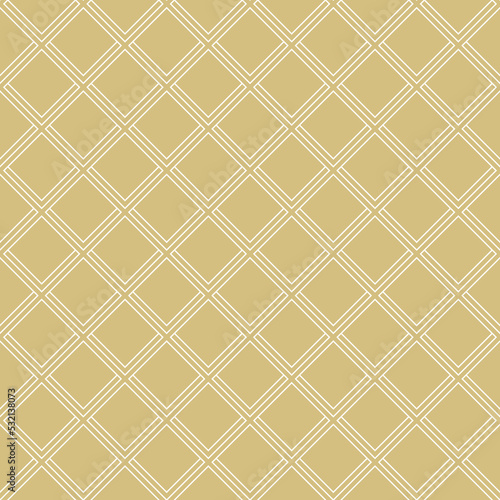 Seamless geometric abstract vector pattern whith golden and white rhombuses. Geometric modern ornament. Seamless modern background