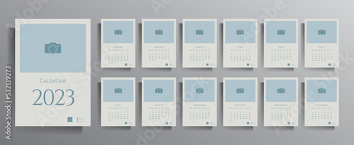 Calendar for 2023. Set of vector templates with place for your photos.