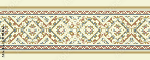 Vintage ornament style ethnic seamless borders set
